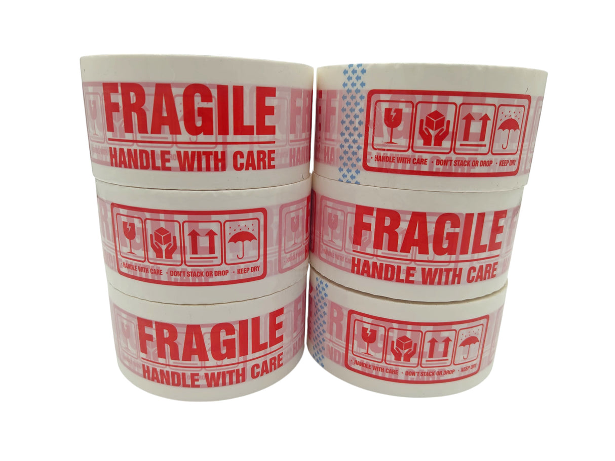 Heavy Duty Packaging Tape, 48mm x 66m 45 microns, 6 Rolls, Clear/Brown/Fragile Tapes, Strong Adhesive for Parcels and Moving Boxes