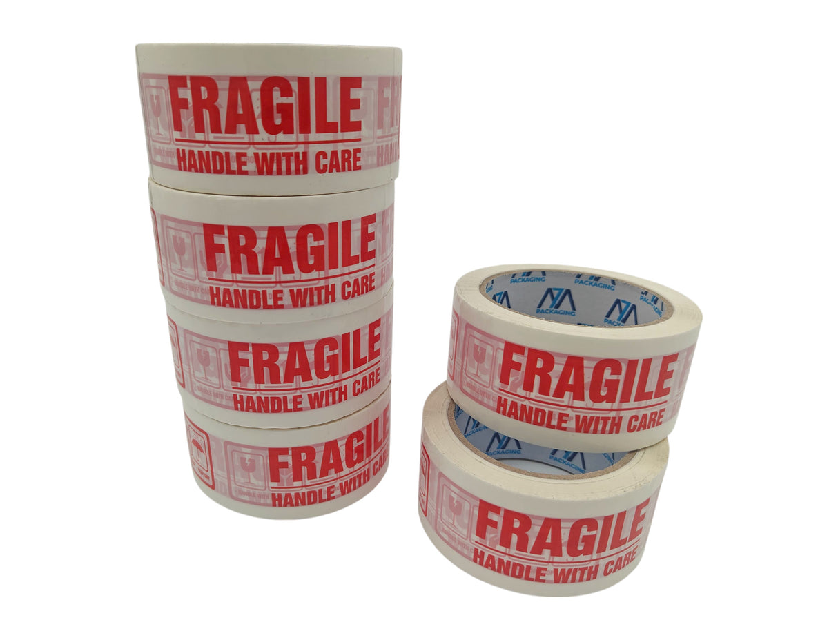 Heavy Duty Packaging Tape, 48mm x 66m 45 microns, 6 Rolls, Clear/Brown/Fragile Tapes, Strong Adhesive for Parcels and Moving Boxes