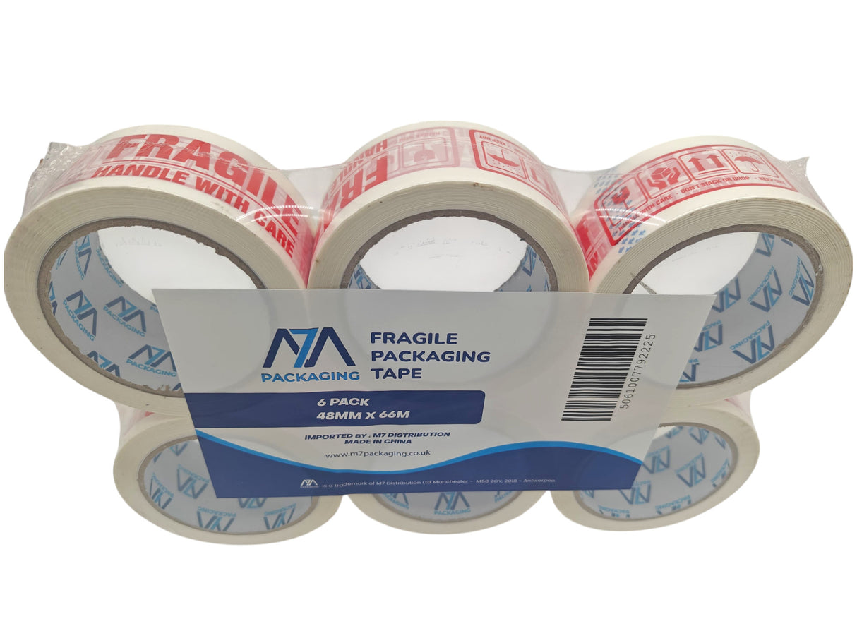 Heavy Duty Packaging Tape, 48mm x 66m 45 microns, 6 Rolls, Clear/Brown/Fragile Tapes, Strong Adhesive for Parcels and Moving Boxes
