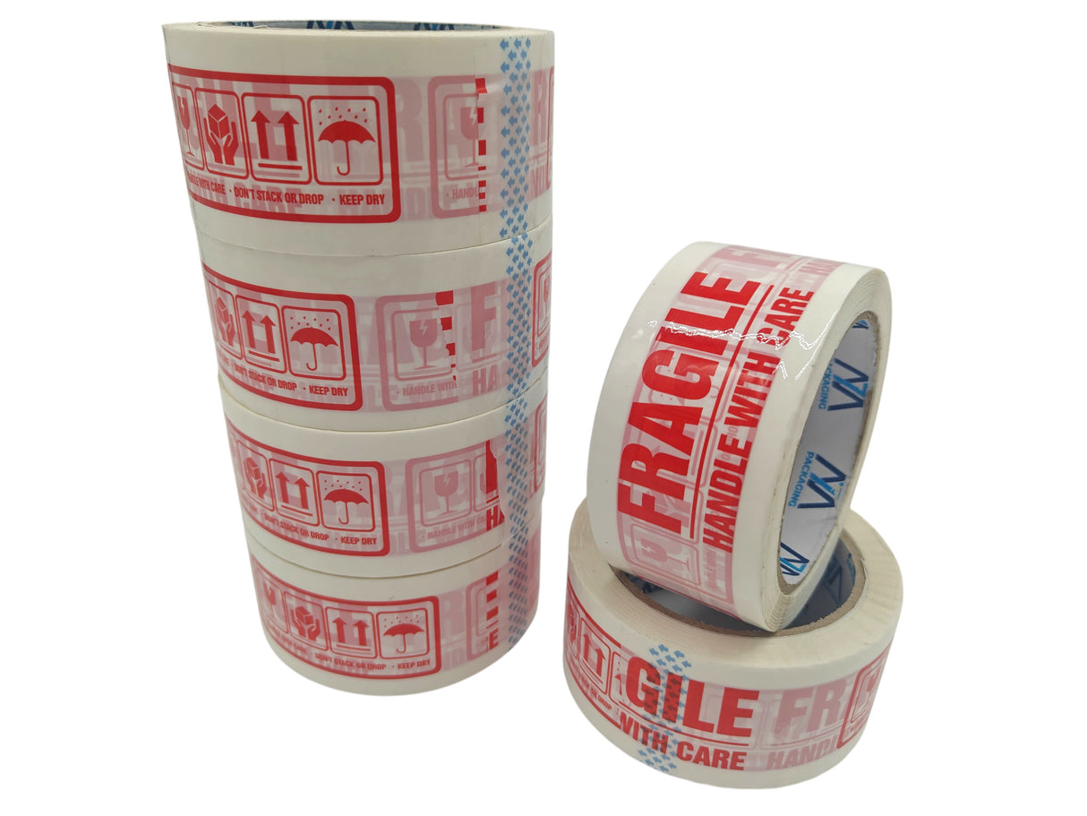 Heavy Duty Packaging Tape, 48mm x 66m 45 microns, 6 Rolls, Clear/Brown/Fragile Tapes, Strong Adhesive for Parcels and Moving Boxes