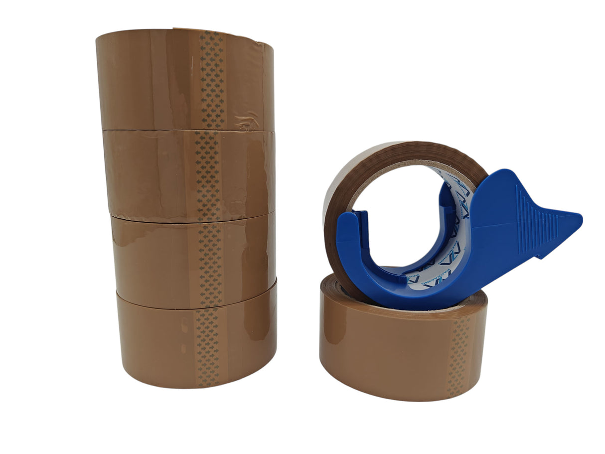 Heavy Duty Packaging Tape, 48mm x 66m 45 microns, 6 Rolls, Clear/Brown/Fragile Tapes, Strong Adhesive for Parcels and Moving Boxes