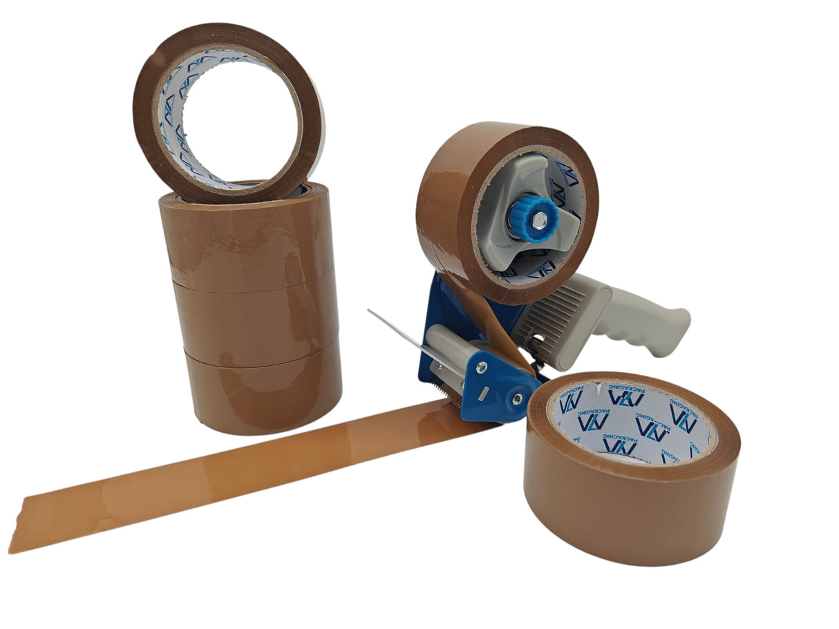 Heavy Duty Packaging Tape, 48mm x 66m 45 microns, 6 Rolls, Clear/Brown/Fragile Tapes, Strong Adhesive for Parcels and Moving Boxes
