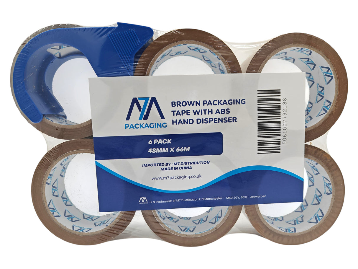 Heavy Duty Packaging Tape, 48mm x 66m 45 microns, 6 Rolls, Clear/Brown/Fragile Tapes, Strong Adhesive for Parcels and Moving Boxes