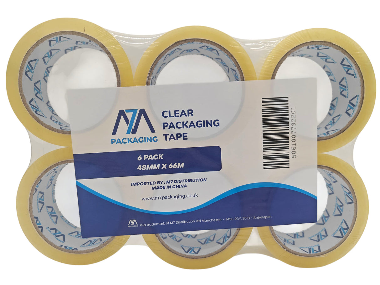 Heavy Duty Packaging Tape, 48mm x 66m 45 microns, 6 Rolls, Clear/Brown/Fragile Tapes, Strong Adhesive for Parcels and Moving Boxes