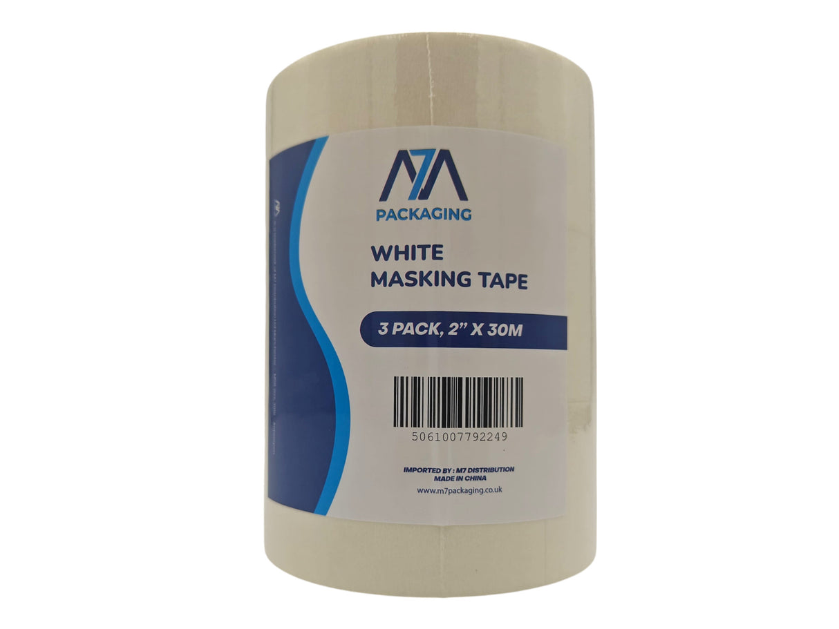 Masking Tape for Decorators and Painters, 24mm/48mm x 30m, 140 Microns, 3 or 6 Pack, White, For Painters Decorators, Home Office Hobbies