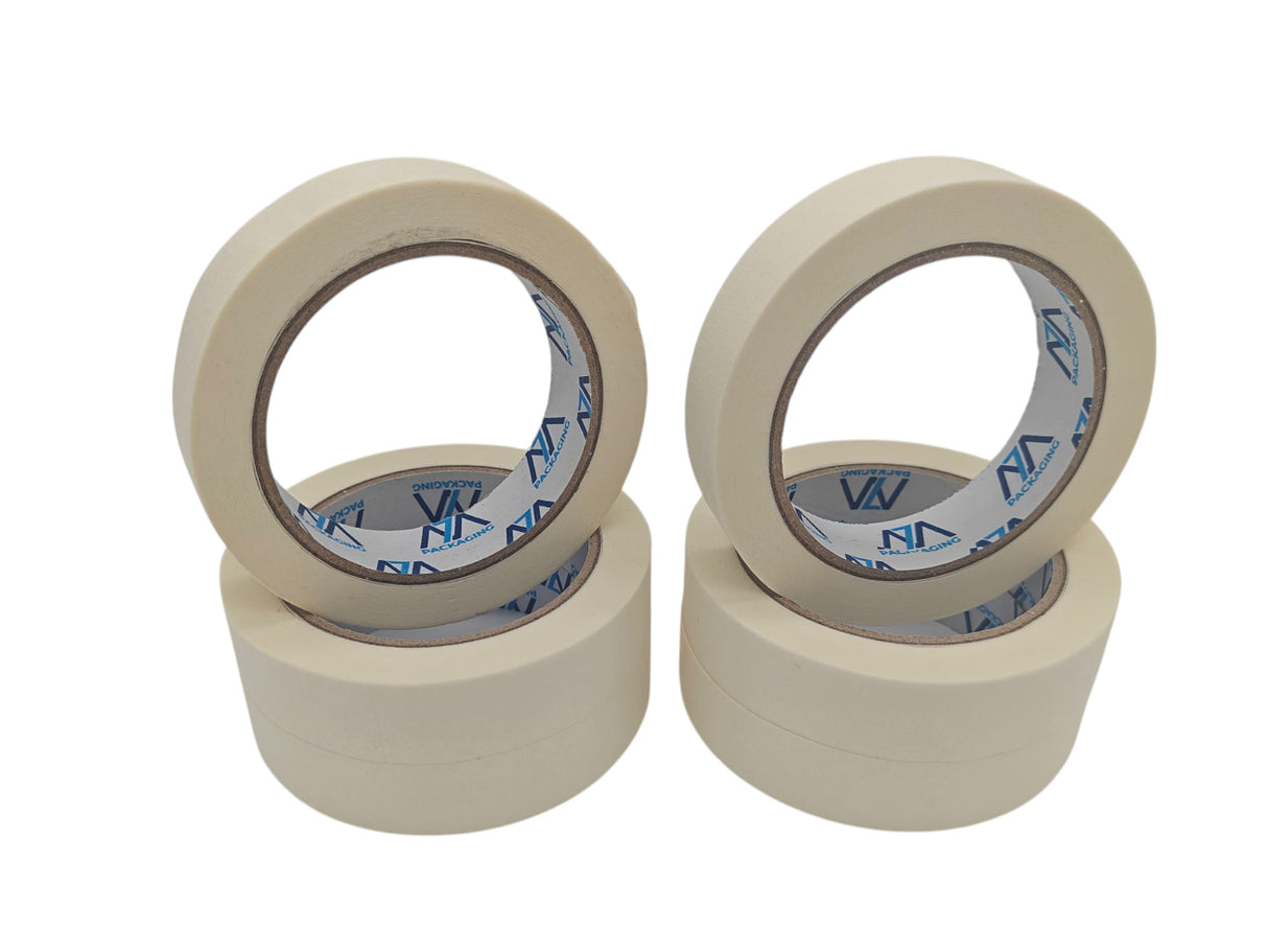 Masking Tape for Decorators and Painters, 24mm/48mm x 30m, 140 Microns, 3 or 6 Pack, White, For Painters Decorators, Home Office Hobbies