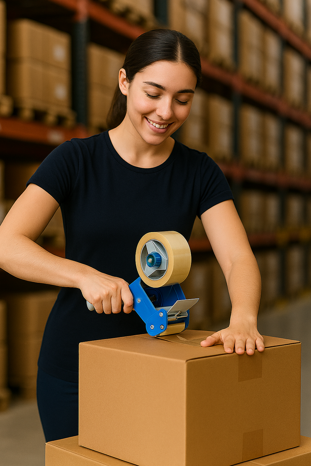 Box Sealing Tape Dispenser Gun, Blue, Manual Handheld Packing Tool, Heavy Duty