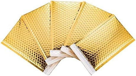 Mailing Envelopes 100 Pack Gold Metallic Bubble Wrap Lined Padded Mailer Self Seal Foil Bulk