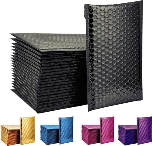 Mailing Envelopes 100 Pack Black Metallic Bubble Wrap Lined Padded Mailer Self Seal Foil Bulk