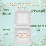 Burger Takeaway Boxes 50-Pack 50ml Clamshell Containers Disposable Sugarcane