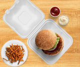 Burger Takeaway Boxes 50-Pack 50ml Clamshell Containers Disposable Sugarcane