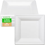 Square Paper Plates 6-Inch 50-Pack Bagasse Sugar Cane Eco Friendly