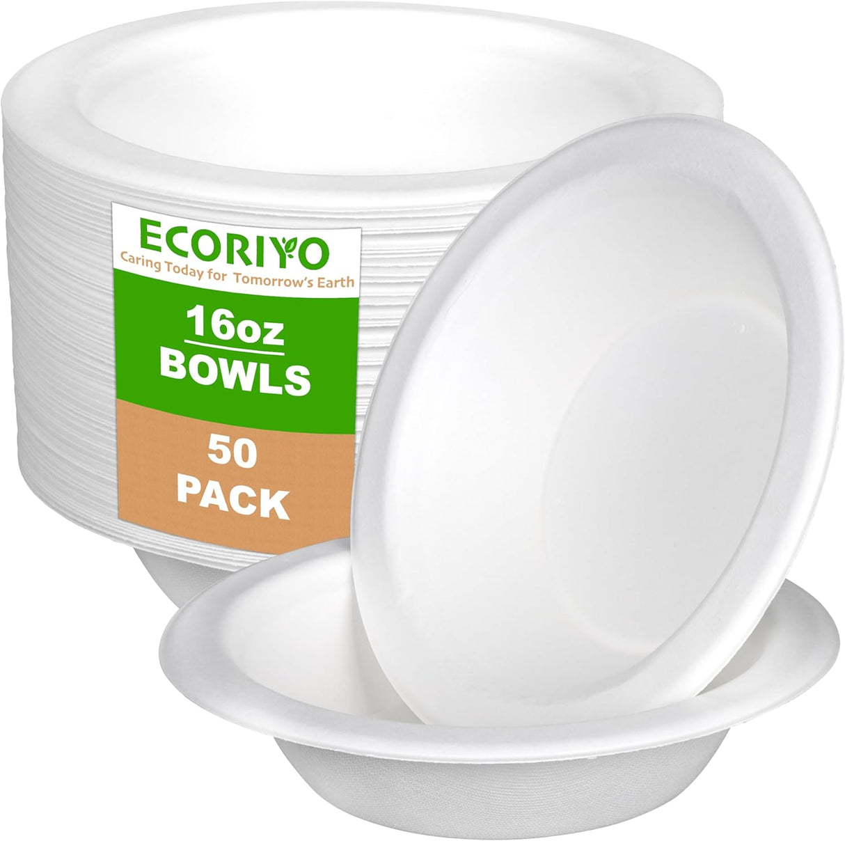 Disposable Bowls 16 Oz - 50-Pack of 480ml Biodegradable Sugarcane Paper Bowls