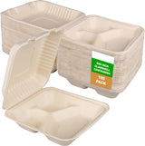 3 Compartment Food Container 100-Pack of Clamshell Takeout Box