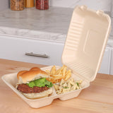 3 Compartment Food Container 100-Pack of Clamshell Takeout Box