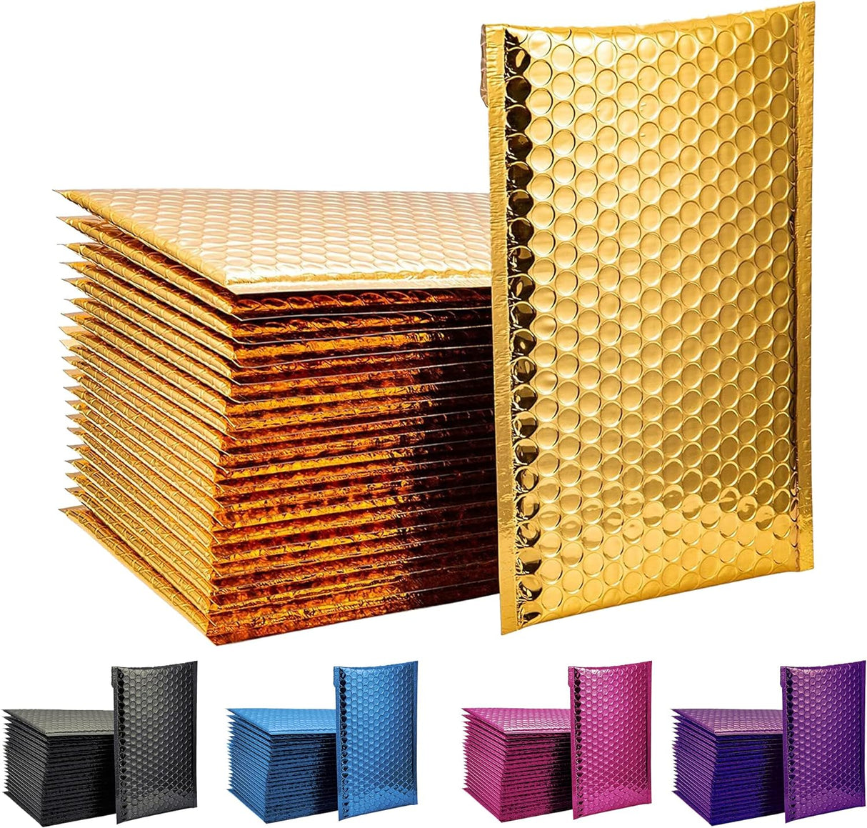 Mailing Envelopes 100 Pack Gold Metallic Bubble Wrap Lined Padded Mailer Self Seal Foil Bulk