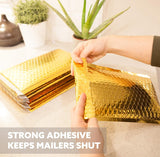 Mailing Envelopes 100 Pack Gold Metallic Bubble Wrap Lined Padded Mailer Self Seal Foil Bulk