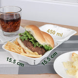 Burger Takeaway Boxes 50-Pack 50ml Clamshell Containers Disposable Sugarcane