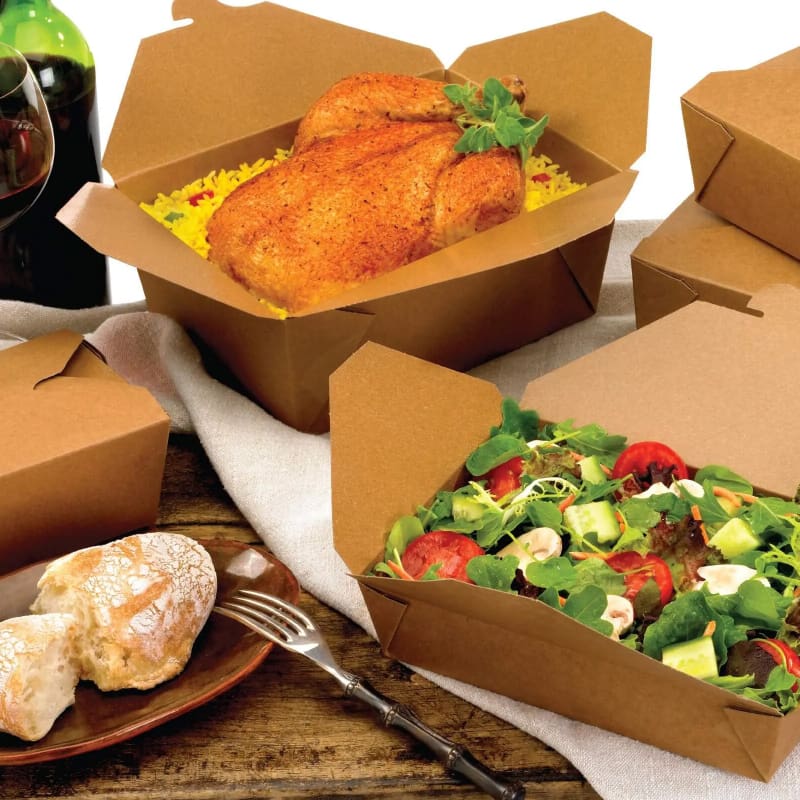 Food Takeaway Box Disposable Kraft Boxes 40-300 Packs Meal Bulk Restaurant Takeaway