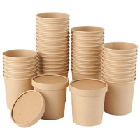 Soup Containers with Lids 12oz Brown Kraft Disposable - Ideal for Ice Cream Tubs and Soup Bowls Takeaway Tubs