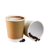 Paper Cups with Lids Kraft Disposable 12oz 16oz Brown with Black lids Hot Cold Drink Cappuccino Espresso