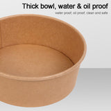 Disposable Takeaway Salad Bowls and Lid, Food Containers Kraft, Brown Container with Lids for Hot Cold Food Dessert Snacks