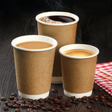 Paper Cups with Lids Kraft Disposable 12oz 16oz Brown with Black lids Hot Cold Drink Cappuccino Espresso