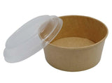 Disposable Takeaway Salad Bowls and Lid, Food Containers Kraft, Brown Container with Lids for Hot Cold Food Dessert Snacks